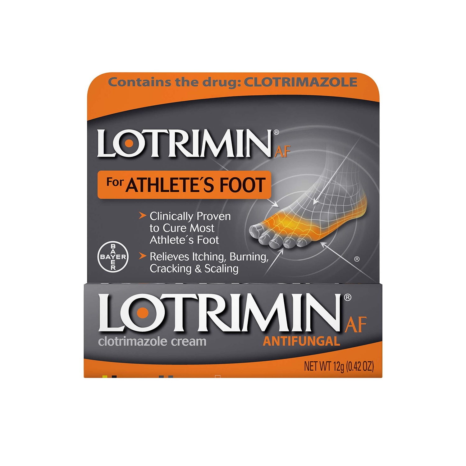 box of orange and grey lotrimin cream for athletes foot