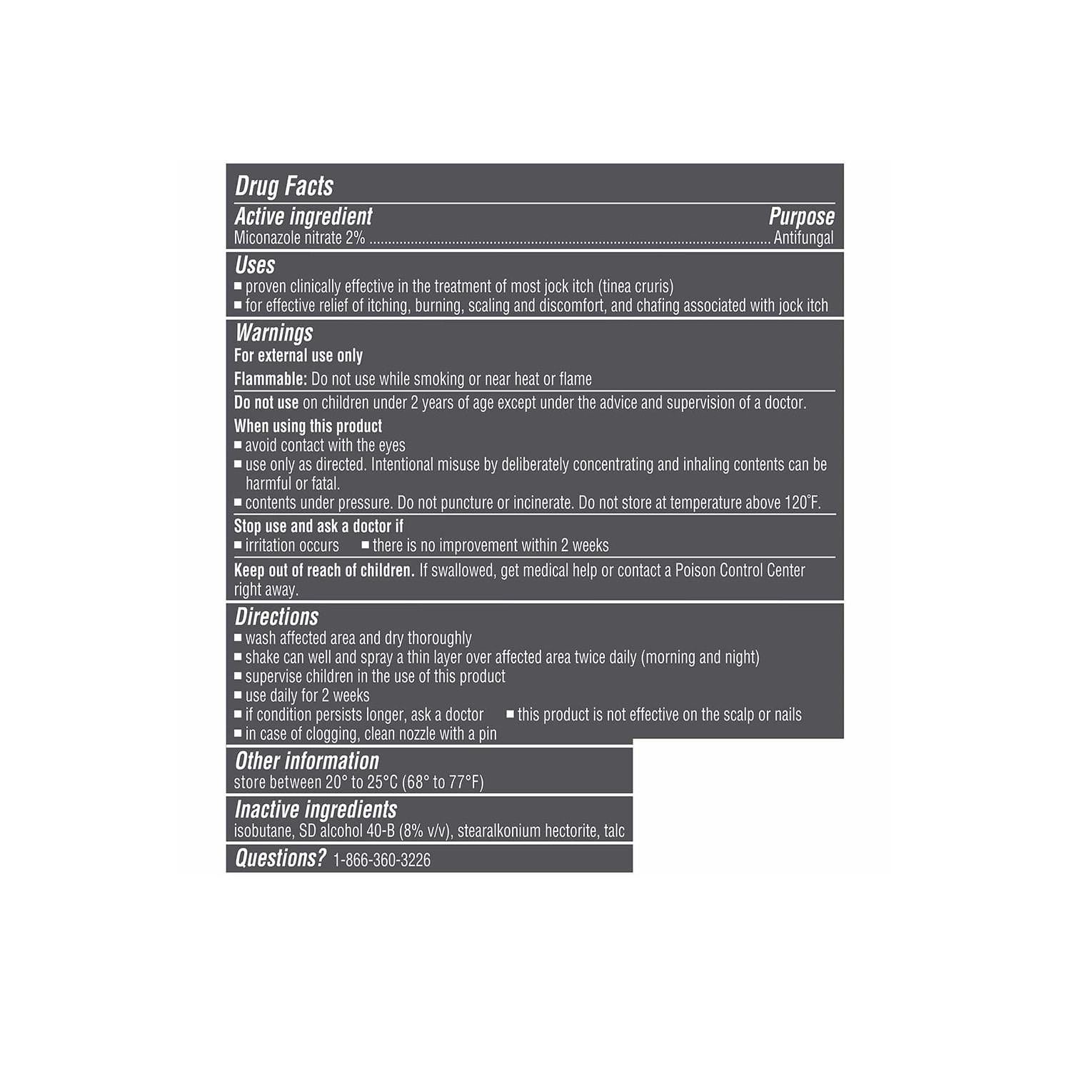 drug facts and ingredients for lotrimin products