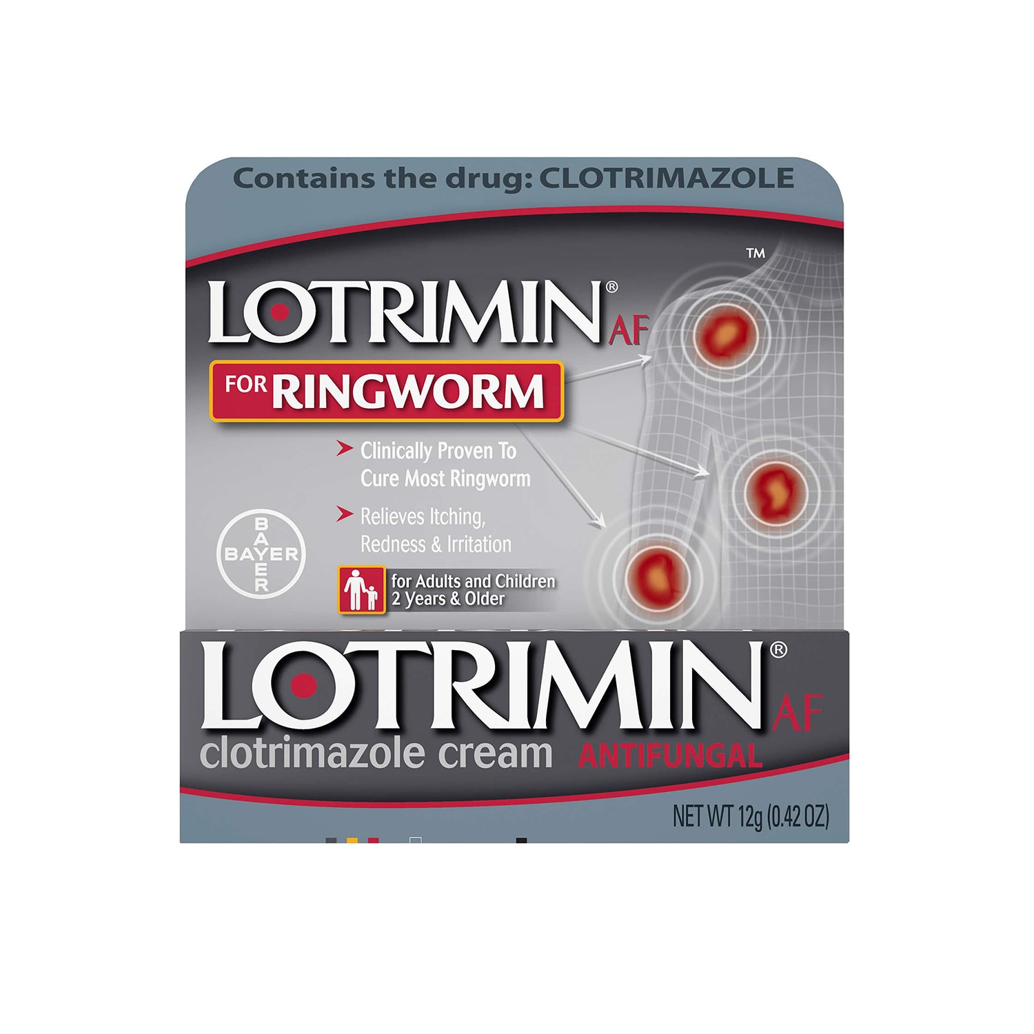 grey and red box of lotrimin ringworm cream