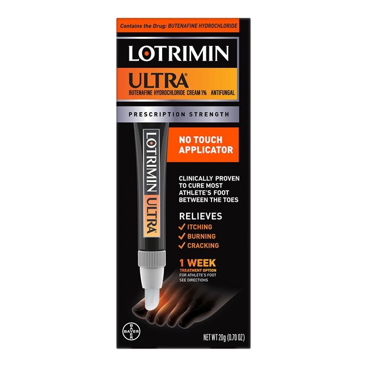 front of box of Lotrimin Ultra® Athlete's Foot Cream with No Touch Applicator