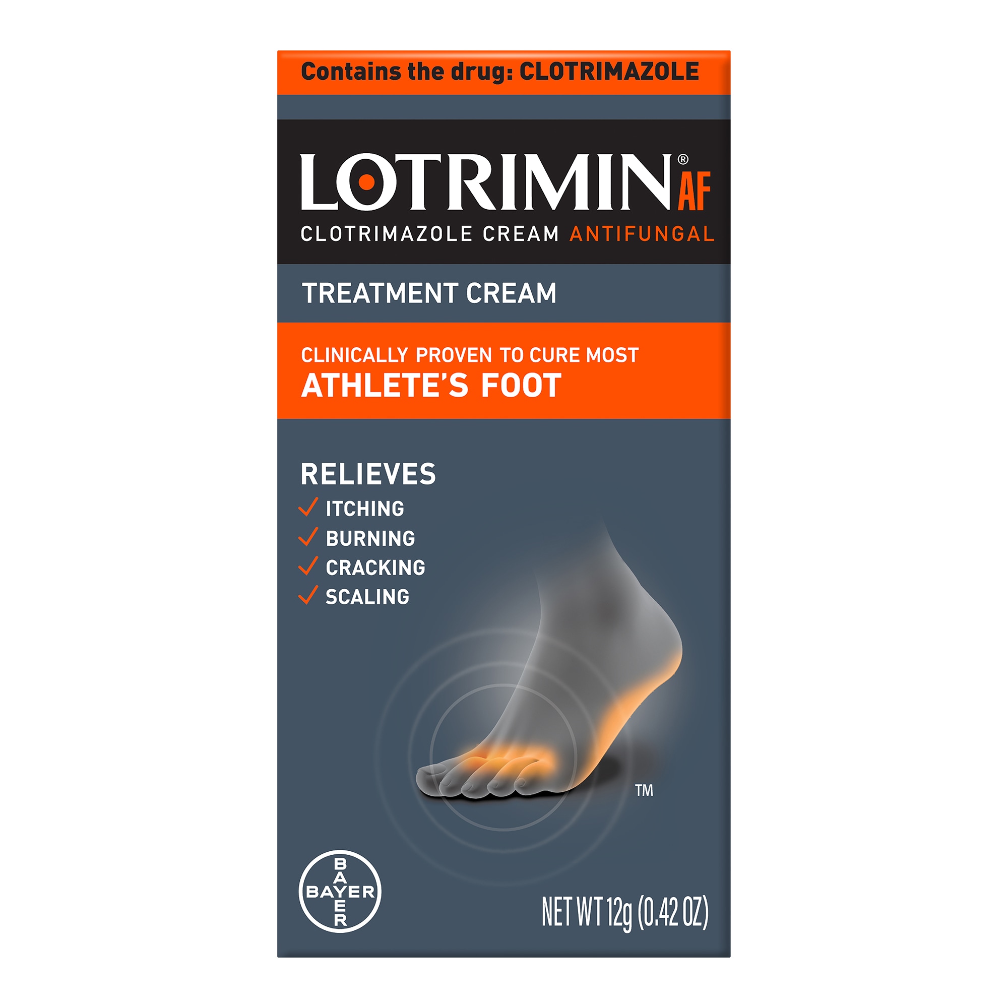 box of orange and grey lotrimin cream for athletes foot