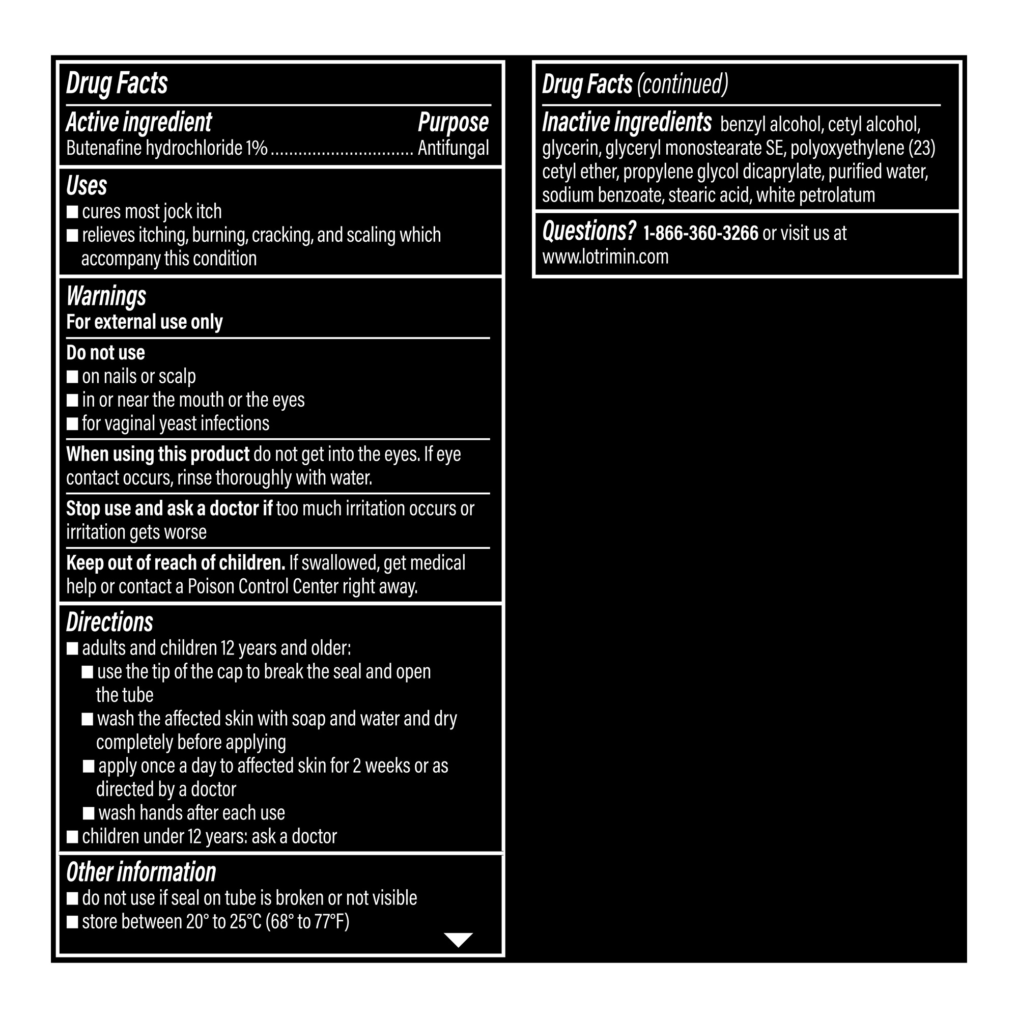  details of yellow and black box of lotrimin jock itch cream