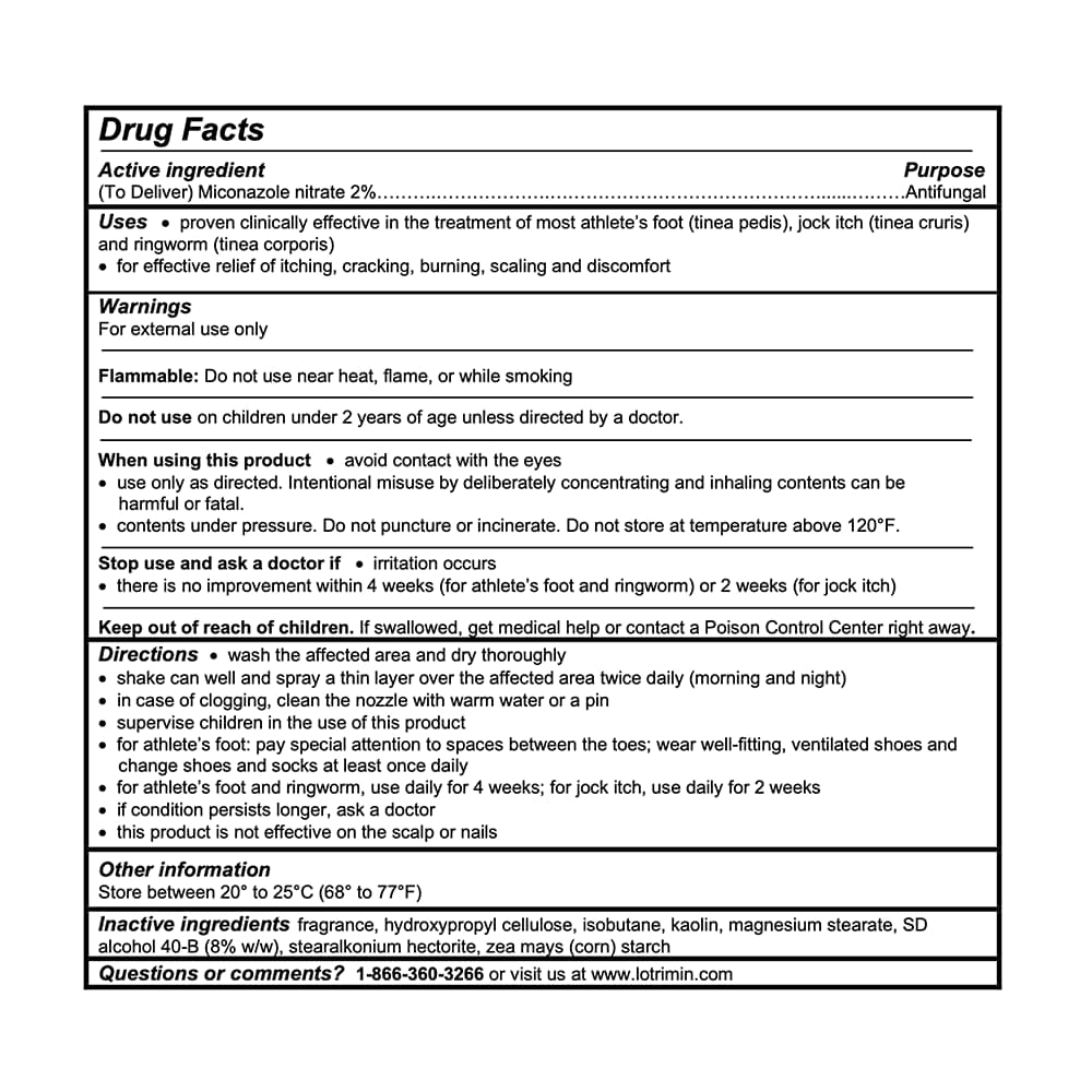 Drug facts for Lotrimin® AF Athlete’s Foot Deodorant Powder Spray