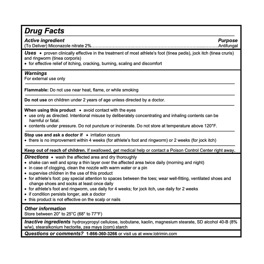 drug facts for Lotrimin® AF Athlete's Foot Powder Spray
