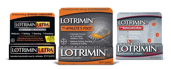 grupo de tres productos lotrimin seguidos