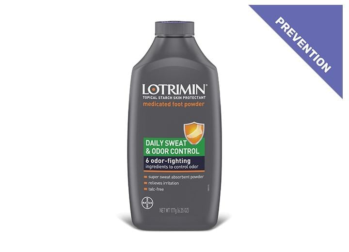grey bottle of lotrimin daily sweat & odor control foot powder