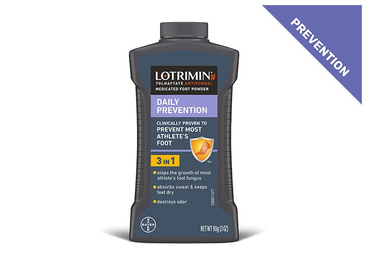 gray container of Lotrimin® AF Athlete's Foot Daily Prevention Medicated Foot Powder