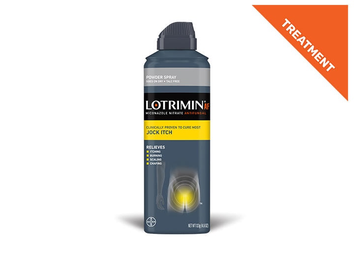 gray can of Lotrimin® AF Jock Itch Antifungal Powder Spray
